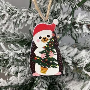 Christmas Tree Ornament-Festive Hedgehog Holding Tree -The Bridge Collection